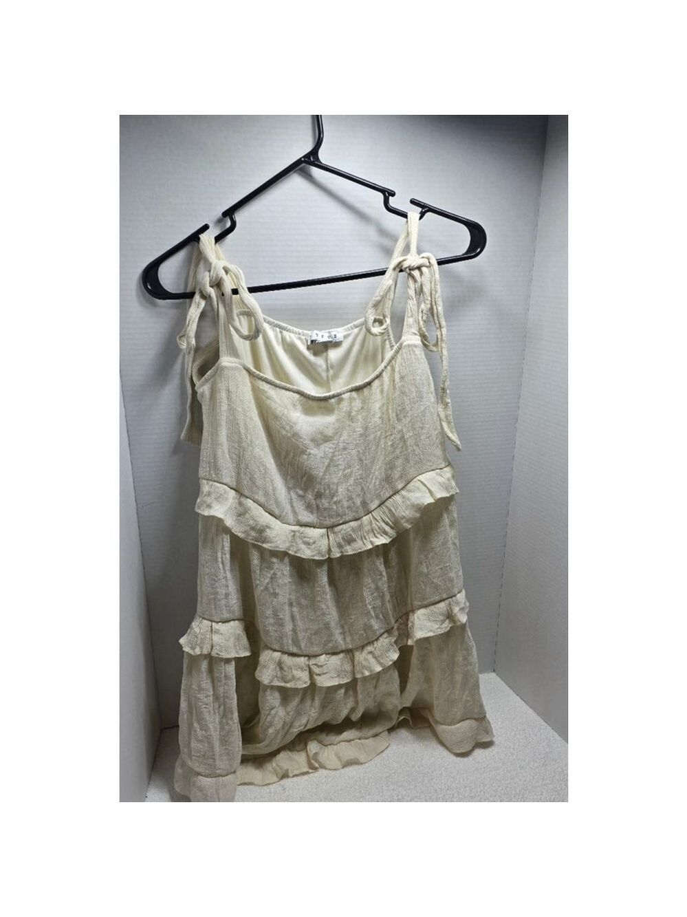 Women's HYFVE Beige Tiered Ruffle Mini Dress L